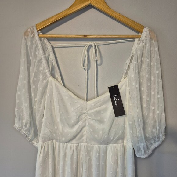 NWT Lulus White Swiss Dot Maxi Dress Size Large - Picture 4 of 14